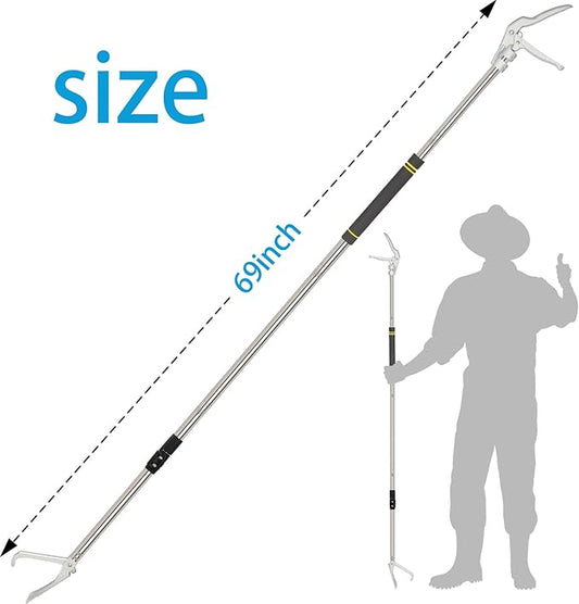 Snake Grabber Tool, 69Inch Snake Tongs Grabber with Long Handle Professional Catch Rattlesnake Wide Jaw Handling Tool Stainless Steel Tupe Non-Slip Sponge Handle Snake Feeding Tongs Frebuta