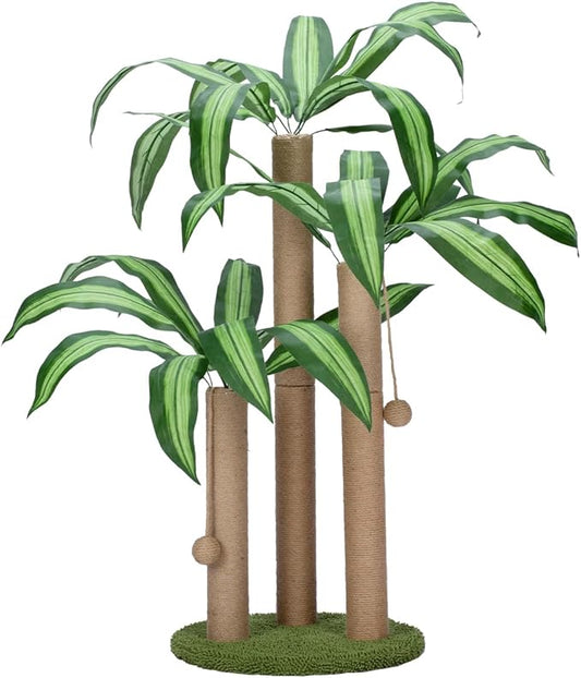 31.5Inch Cat Scratching Post,Cat Scratcher Tree with 3 Scratching Poles & 2 Interactive Dangling Balls,Cats Scratching Posts for Indoor Kitten & Adult Cats - PAWPICO