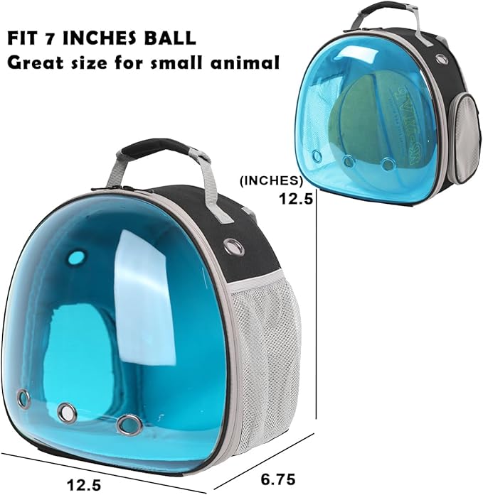Guinea Pig Carrier,Guinea Pig Carrier for 2,Reptile Travel Carrier for Lizards Sugar Glider Hedgehog Rat Parrot Birds (Black-Blue, Backpack+Harness Leash) WEVONIGU