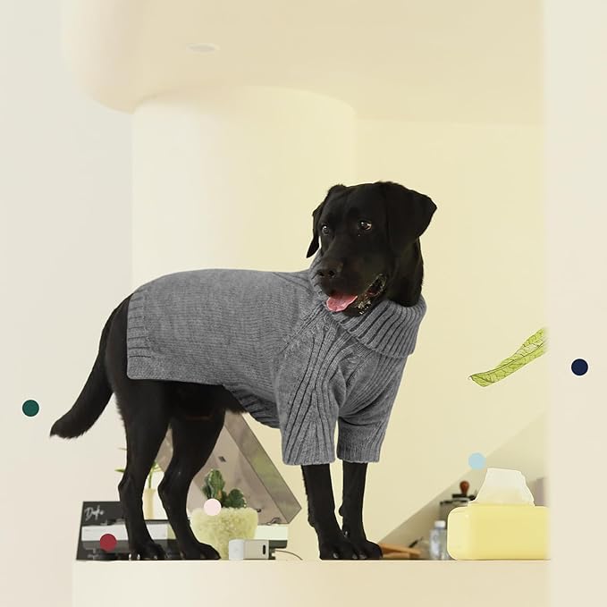 IECOii Extra-Large Dog Sweater 5XL,Christmas Dog Sweaters for Extra Large Dogs Girl Boy,Turtleneck Knitted Knitwear Easy On Doggie Sweatshirt Dog Sweater for Doberman,Great Dane(Light Grey,XXXXXL) - PAWPICO
