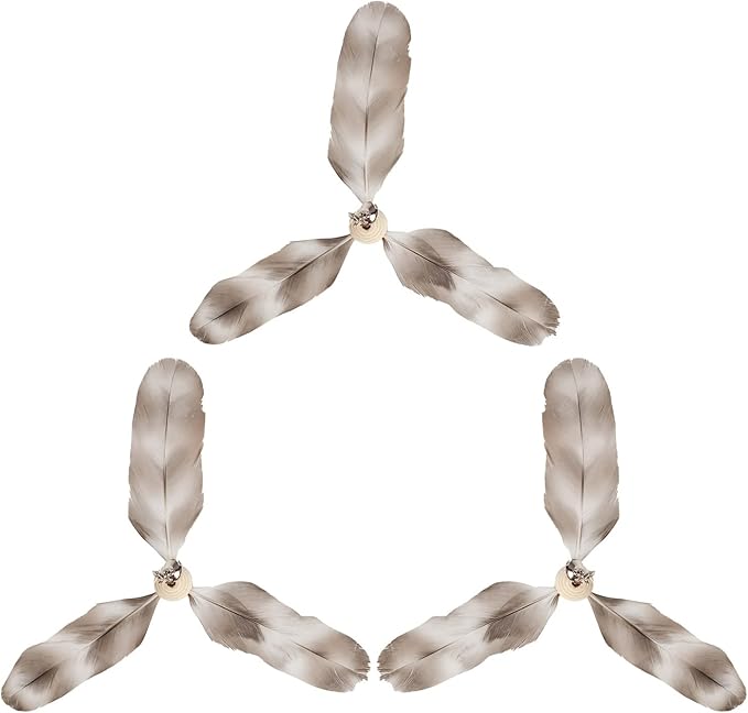 FUKUMARU Cat Wand Toy Natural Feather, Cat Toy Feather Replacement (3 PCS Feather Replacement) - PAWPICO