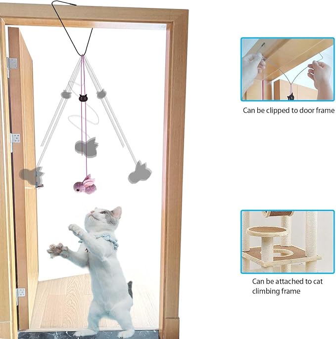 Cat Toys Interactive for Indoor Cats,2PCS Retractable Cat Wand Toys,9PCS Teaser Toys&1PCS Hanging Door Lure Cat Toy,Interactive Feather Toy for Teaser Play and Chase Exercise with Kitten - PAWPICO