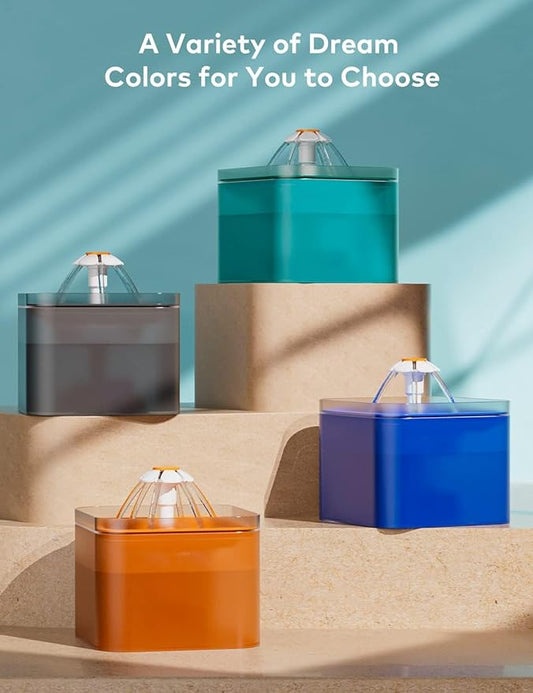 4 Filters + 2 Sponges and Cat Water Fountain(Cyan) - AONBOY - PAWPICO