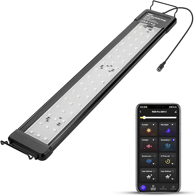 hygger 35W Smart Aquarium Light, Bluetooth LED Light with App Control, Full Spectrum Fish Tank Light with 24/7 Lighting Cycle, 5 Modes, Adjustable Timer, for 24"-30" Freshwater Planted Tank hygger