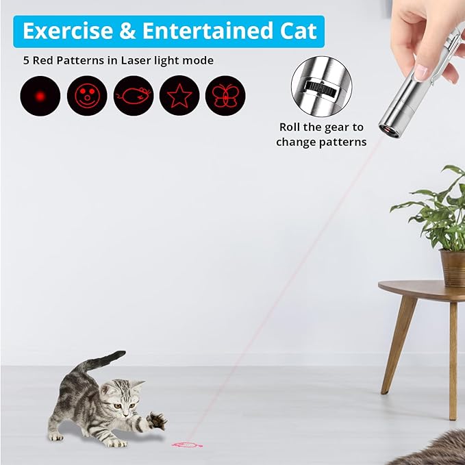 TBTeek Cat Toys Rechargeable, Cat Toys for Indoor Cats,7 Adjustable Lights&Pattern Interactive Cat Toy,Portable Funny Kitten Toy for Training Play Exercise(2 Pack ) - PAWPICO