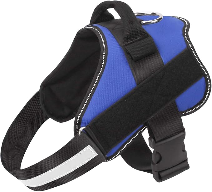 Bolux Dog Harness, No-Pull Reflective Dog Vest, Breathable Adjustable Pet Harness with Handle for Outdoor Walking - No More Pulling, Tugging or Choking (Blue, M) Bolux
