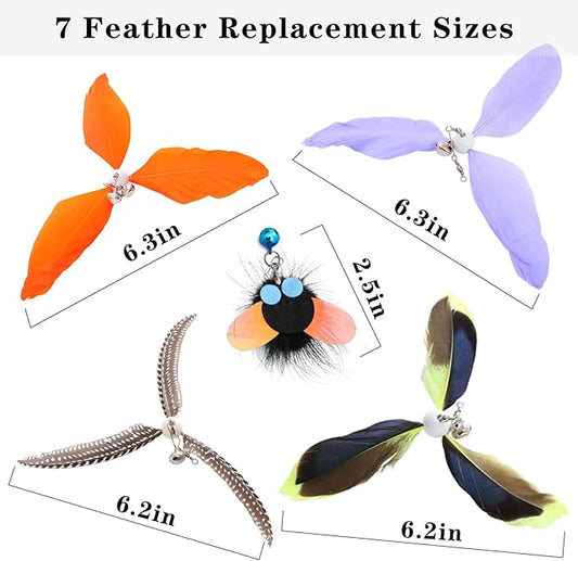 Cat Toys for Wand Cat Feather Toys Replacement 7pcs Cat Wand Attachments Interactive Cat Toys for Indoor Cats Suitable for Cat Stick Toy Suitable for Cats - PAWPICO