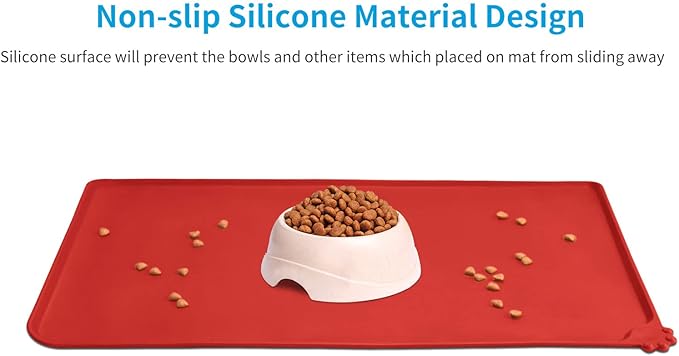 AUDWUD Silicone Waterproof Dog Cat Pet Feeding Mats,Anti Slip Pet Bowl Mats,Pet Feeding Mat, 24" x 16" - PAWPICO