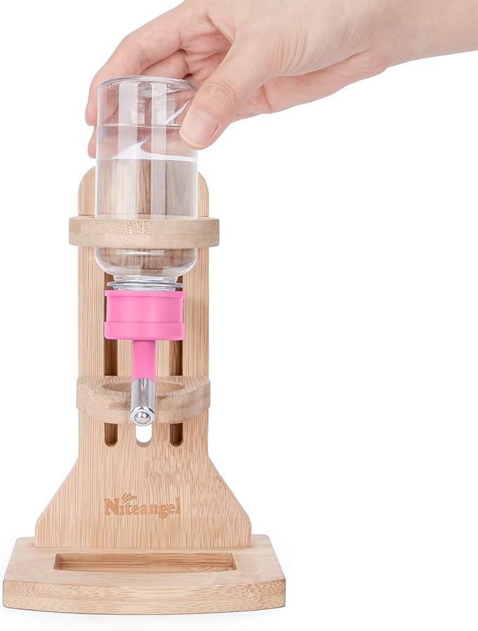 Niteangel Water Bottle with Stand for Syrian Dwarf Hamsters Gerbils Mice Rats Degus Small pet Rodents(Pink) Niteangel