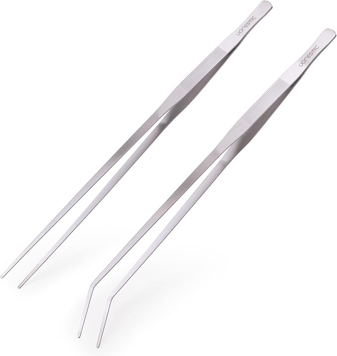 Extra Long Aquarium Tweezers Curved and Straight, 23.6 inches Terrarium Tweezers, Extra Long Tweezers Set, Reptile Feeding Tongs VORESTIC