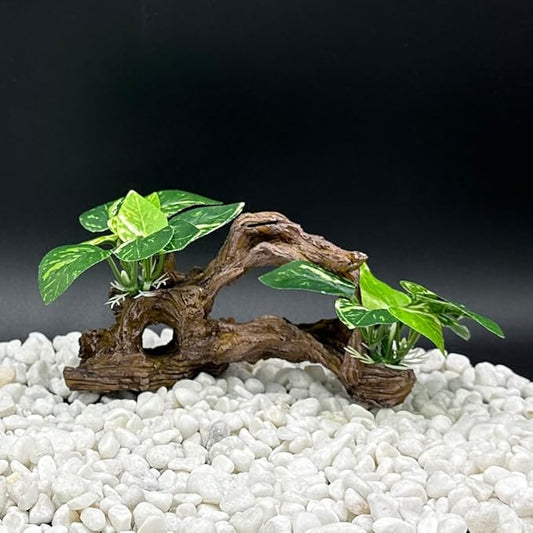 Smoothedo-Pets Fish Tank Decorations Aquarium Decor Ornaments Betta Silk Leaf pad Hammock Artifical Driftwood Cave Goldfish Bowl Accessories (Type-E) EnvironmentFriendlyArtificialPlasticPlantAquariumDecoration
