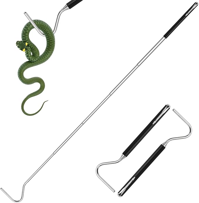 Mini Snake Hook, Stainless Steel Portable Retractable Reptile Hook, Grabber Kit Outdoor Rattlesnake Reptile Handling Tool (2 Pieces) Northspoor