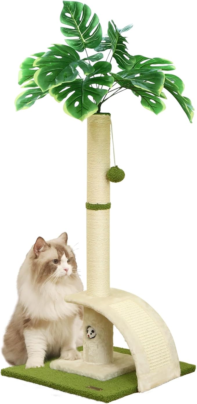 Cat Scratching Post, 35" Tall Cat Scratcher Kitten Scratch Post with Sisal Rope for Indoor Cats Claw Scratcher, Cat Tree with Dangling Ball for Kitties and Cats - PAWPICO