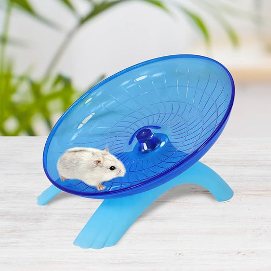 Hamster Flying Saucer Silent Running Exercise Wheel for Gerbil Rat Mouse Hedgehog Small Animals (Blue) Wontee