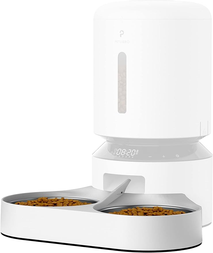 PETLIBRO Pet Food Splitter with Stainless Steel Bowls, Automatic Cat Feeder Bowls for Two Cats or Dogs, Suitable for PETLIBRO Automatic Cat Feeder PLAF005, PLAF006, PLAF103, PLAF203, White - PAWPICO