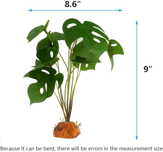 YOGURTCK Reptile Artificial Plants, Amphibian Habitat Hideout, Terrarium Decorations - Monstera YOGURTCK
