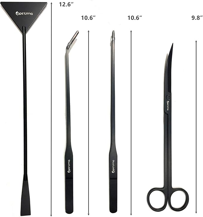 Aquarium Tweezers, Capetsma Stainless Steel Aquarium Plant Tools Long Aquascaping Tools Scissors Spatula Aquatic Plants Tool Set for Freshwater and Saltwater capetsma