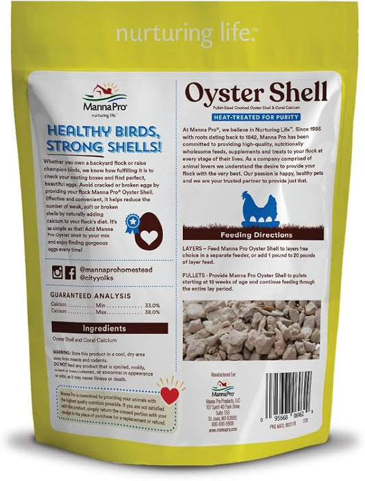 Manna Pro Crushed Oyster Shell for Laying Hens - Laying Chicken Oyster Shell - 6-Pack of 5lbs MannaPro