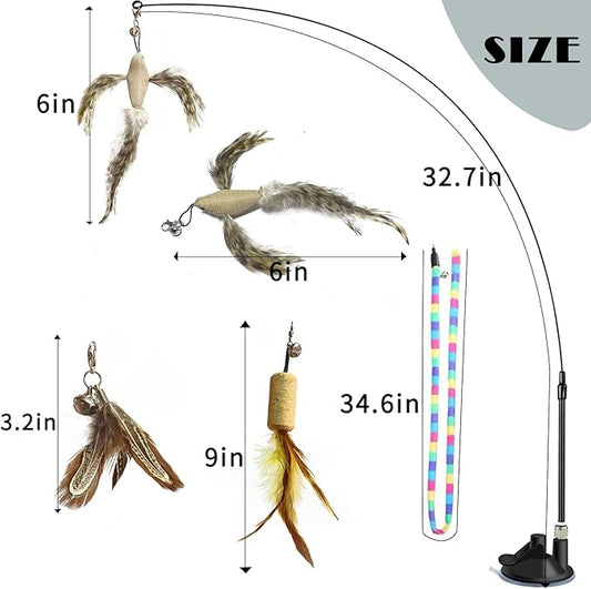 Interactive Cat Toy Cat Toys for Bored Indoor Adult Cats Suction Cup Flying Bird Cat Toy Suitable for Kitten to Play Exercise - PAWPICO