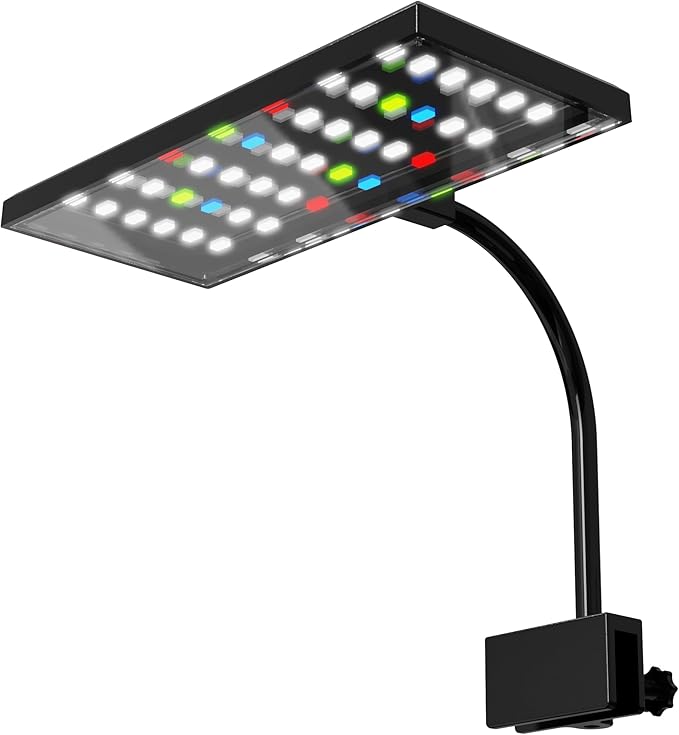 LONDAFISH Aquarium Light Clip on Aquarium Light Fish Tank Lamp Dimmable Full Spectrum Marine LED for Fish Tanks 14 Watts with USB Port Adjustable 360° Flexible Arm Aquarium LED Light (14W,42LEDs) LONDAFISH