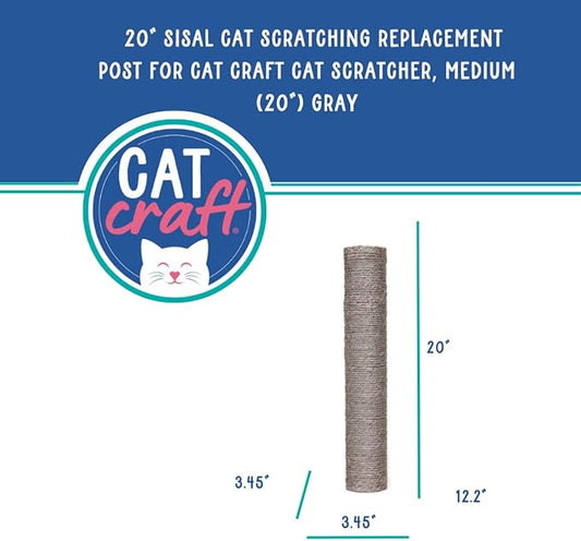 Cat Craft Replacement Sisal Cat Scratching Post 20" | Replacement Part & Extension Post, Grey - PAWPICO