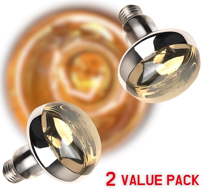 Reptile Heat Lamp, 2-Pack 100W Intense Basking Spot, 2024 G3,Reptile Basking Bulb Light, UVA Heat Lamp Bulbs for Bearded Dragon Turtle Chicken ReptiKing