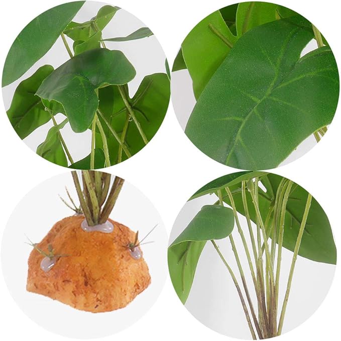YOGURTCK Reptile Artificial Plants, Amphibian Habitat Hideout, Terrarium Decorations - Scindapsus YOGURTCK