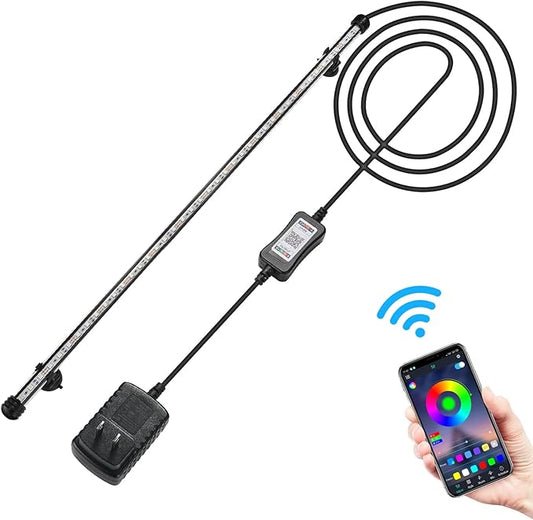 GreenSun Fish Tank Aquarium Light: Submersible Led Lamp - 38 Inch Waterproof Strip Spotlight with APP Control GreenSun