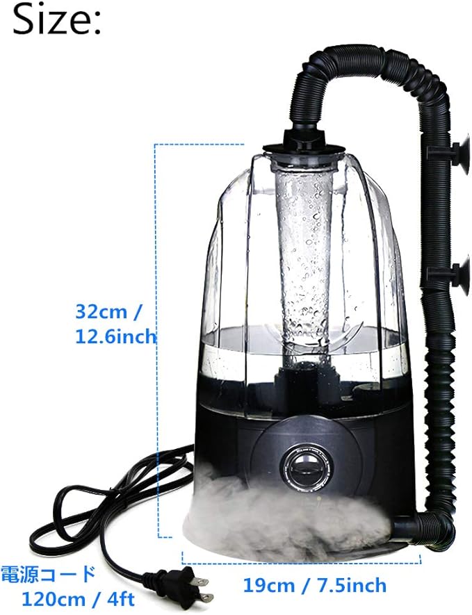 Reptile Fogger Terrariums Humidifier Fog Machine Mister 3L Large Size Ideal for Paludarium/Vivarium/Reptiles/Amphibians/Herps Coospider
