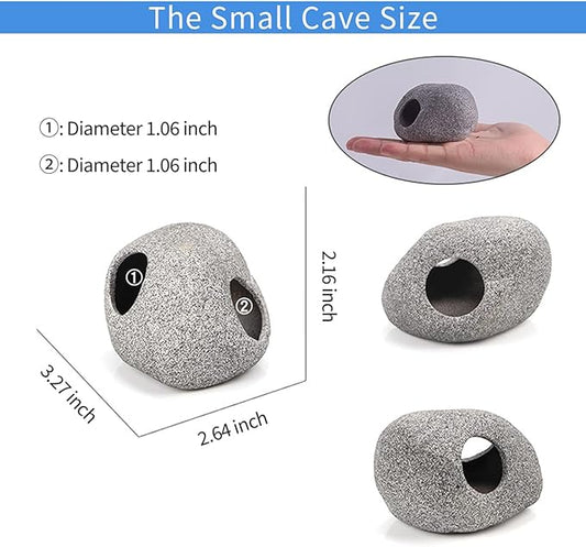 Ceramic Fish Tank Decorations, Betta Fish Tank Accessories Rock Caves, Stackable Aquarium Cichlid Cave, Betta Fish Hideout and House, Small Hiding Rock for Fish Bowl (2 PCS Oval Style A) MUNLITbrandpetsupplies