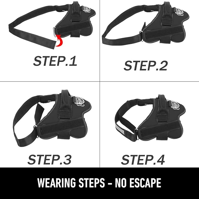 Bolux Dog Harness, No-Pull Reflective Dog Vest, Breathable Adjustable Pet Harness with Handle for Outdoor Walking - No More Pulling, Tugging or Choking (Black, S) Bolux