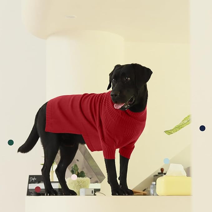 IECOii Extra-Large Dog Sweater 4XL,Christmas Dog Sweaters for Extra Large Dogs Girl Boy,Turtleneck Knitted Knitwear for Pet,Easy On Doggie Sweatshirt Dog Sweater for Doberman,Great Dane(Red,XXXXL) - PAWPICO