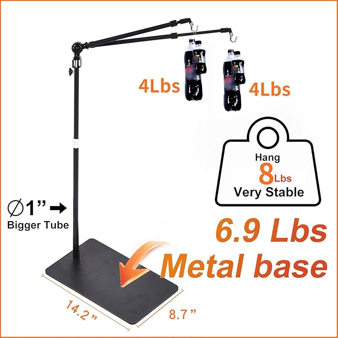 76" Stretching Adjustment Dual Reptile Lamp Stand Hang 8 Lbs Very Sturdy, Reptile Heat Light Stand Brooder Lamp Support, Grow Light Stand, Turtle Tank Light Stand, Aquarium Light Stand msgglun