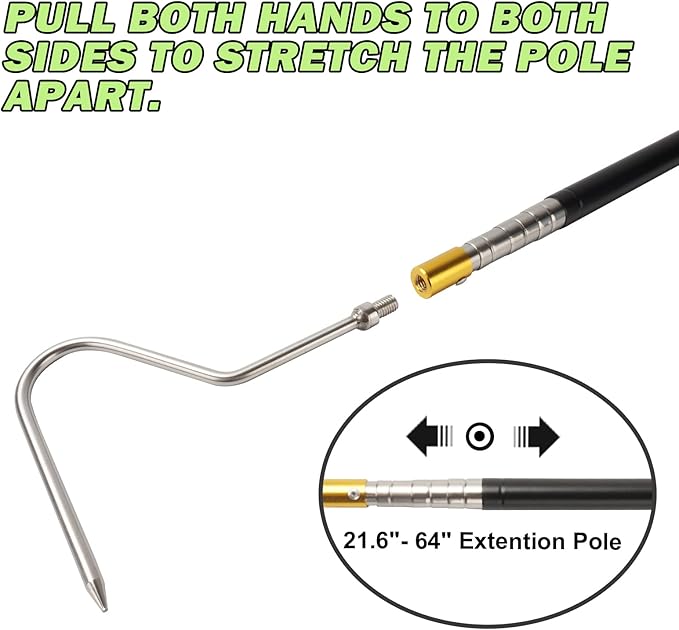 Yorikyas 64 inch Snake Catcher Hook Stick Tongs Grabber Handling Tool Kit for Rattlesnakes Python Copperhead Removal Yorikyas