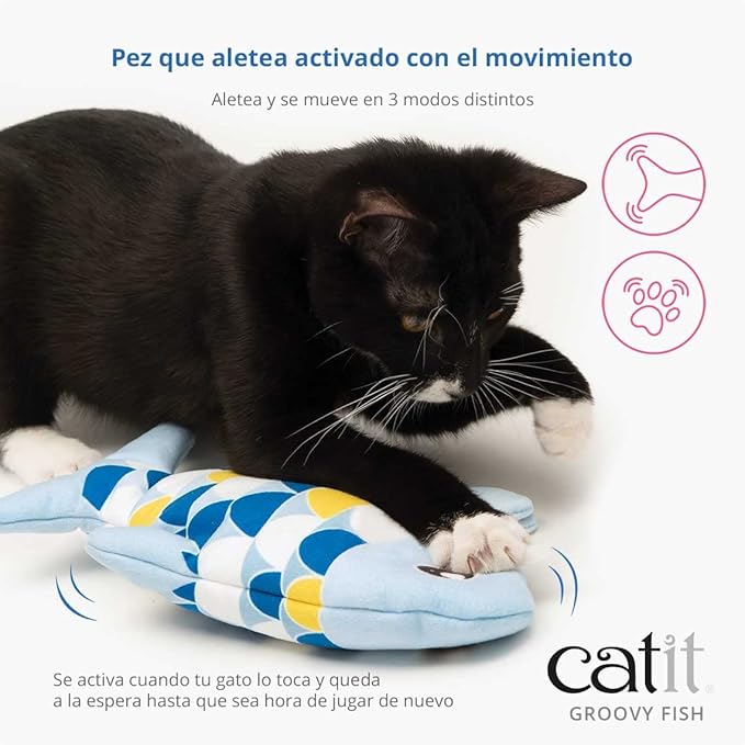Catit Groovy Fish Interactive Cat Toy with Catnip, Pink (Pack of 4) - PAWPICO