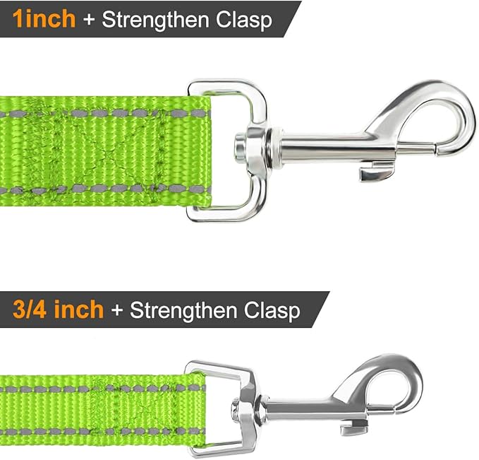 Joytale Double-Sided Reflective Dog Leash, 6 FT/5 FT/4 FT, Padded Handle Nylon Heavy Duty Leashes for Medium & Large Dogs Walking, Green, 6FT Joytale