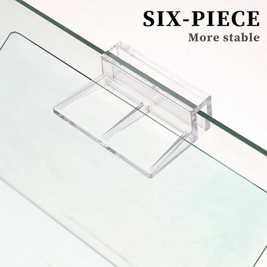 Sliverdew 6 PCS Aquarium Lid Clips, 6mm Clear Acrylic Fish Tank Lid Holder Aquarium Cover Support Clamps for Rimless Aquarium Glass Top, Plastic Fish Tank Cover, Aquarium Hoods Sliverdew