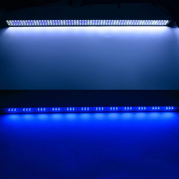 KZKR LED Aquarium Hood Lighting 72-78 inch Fish Tank Light Lamp for Freshwater Marine Saltwater Blue and White Decorations Light 6-7ft (34W) 180cm - 200cm KZKR
