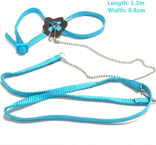Adjustable Reptile Lizard Harness Leash,Turtle Lizard Pet Traction Belt Bearded Dragon Accessories Soft Small Pet Animal Harness Rope,1.2M (Blue) Sawyd