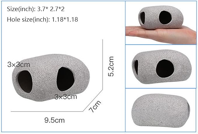 Aquarium Hideaway Rocks for Small Fishes, Shrimps to Breed, Play and Rest, Safe and Non-toxic Ceramic Fish Tank Ornaments, Hideout Stone for Betta SpringSmart--Focusonprovidinghighqualityaquariumdecorations