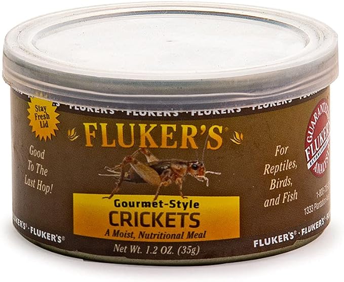 Fluker's Gourmet Canned Food for Reptiles, Fish, Birds and Small Animals, Crickets, 1.2 oz Flukers