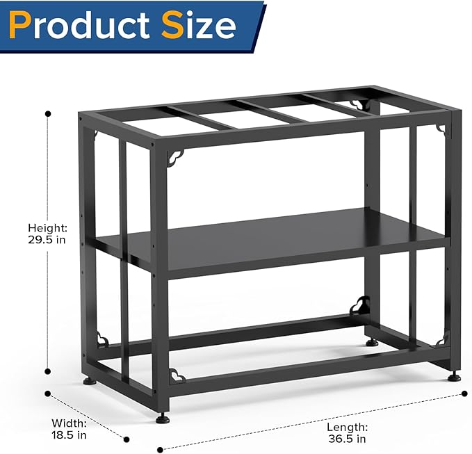 Fish Tank Stand 40 Gallon, Metal Aquarium Stand 36.5" L x 18.5" W*29.5”H, Double-Layer Storage Design, Suitable for Home and Office Use, 660LBS Capacity, Black (Tank not Included) TOCRETOARE
