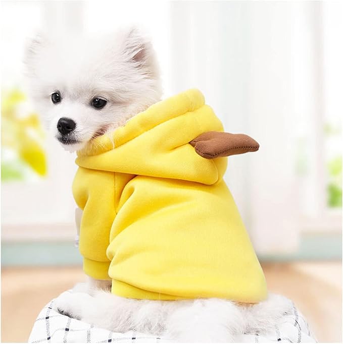 Warm Dog Winter Clothes Cute Fruit Dog Coat Hoodies Fleece Pet Dogs Costume Jacket for French Bulldog Chihuahua Ropa para Perro(Yellow,M) - PAWPICO