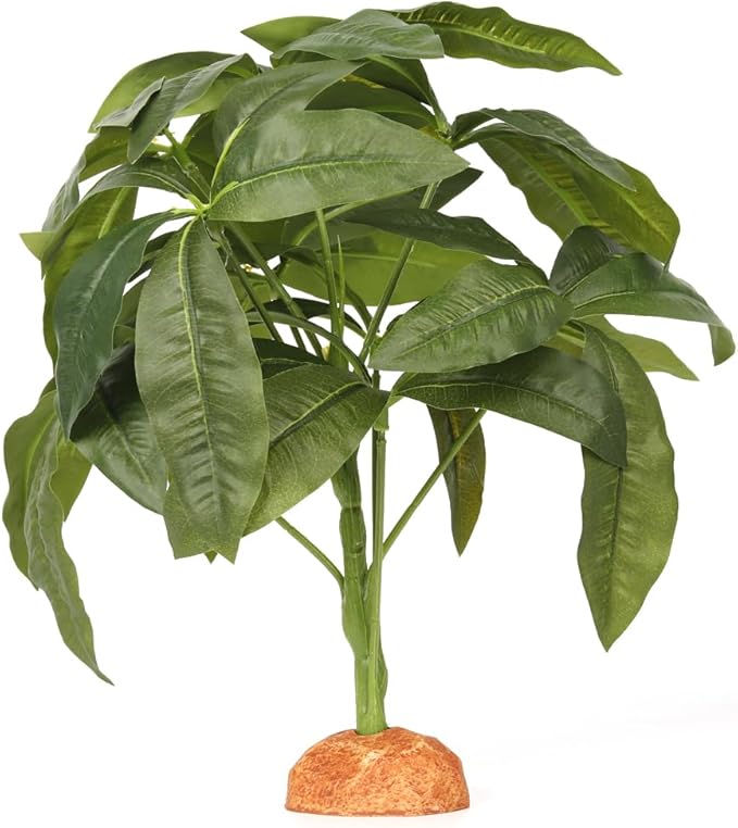Fake Green Money Tree Plant, Reptile Decor for Terrarium, Crested Gecko Tank Accessories fit Leopard Gecko Bearded Dragon Lizard Chameleon Snake Tortoise WOLEDOE