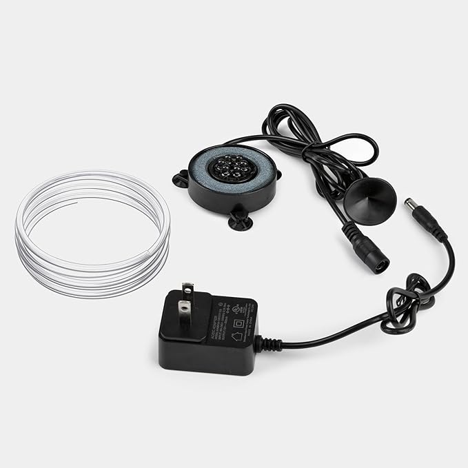 NICREW Multi-Colored LED Aquarium Bubbling Stone Disk, Round Fish Tank Bubbler with Auto Color Changing LEDs NICREW