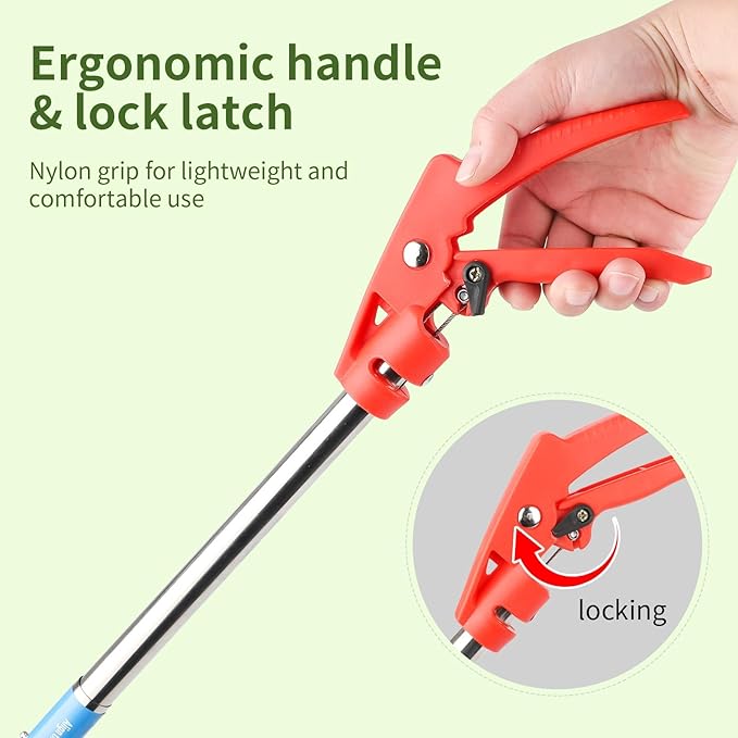50in Snake Grabber,Snake Grabber Tool Only 17 in After Folding, Snake Stick Suitable for Many Scenarios,Snake Tools can Also be Used as Reptile Tongs and Snake Hook (Red Nylon Handle) PAWPICO