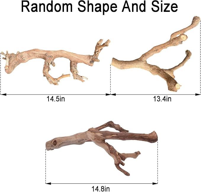 BNOSDM 2PCS Reptile Wood Branches Decor Lizard Habitat Decoration Snake Climbing Branch Accessories Terrarium Tree Trunk Ornament for Bearded Dragon Gecko Frog Chameleon Spider BNOSDM