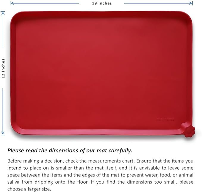 Hoki Found Silicone Pet Food Mats Tray - Non Slip Pet Dog Cat Bowl Mats Placemat - Dog Pet Cat Feeding Mat - Waterproof Dog Cat Food Mats -Pet Water Mats for Floors -Classic Red - PAWPICO