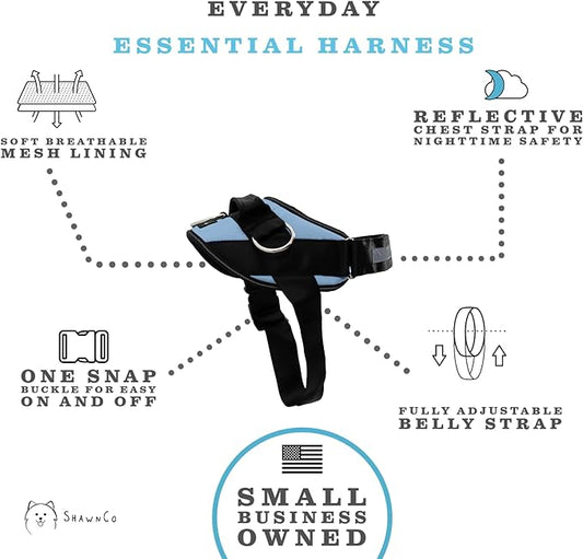 ShawnCo Essential Dog Harness, No-Pull Pet Vest with 3 Leash Clips, No Choke, Reflective, Adjustable and Padded, for Easy Walking and Training for Small, Medium and Large Dogs (Moonglow, S) SHAWNCO