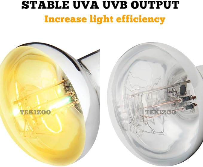 UVA UVB Sun Lamp High Intensity Self-Ballasted Heat Basking Lamp/Light/Bulb for Reptile and Amphibian (125W) TEKIZOO